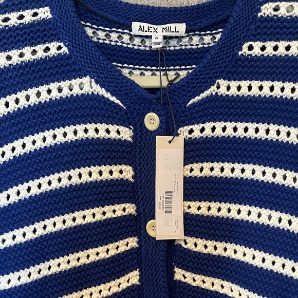 Alex Mill | Hailey Cardigan WT | Blue & White | Medium - Picture 5 of 12